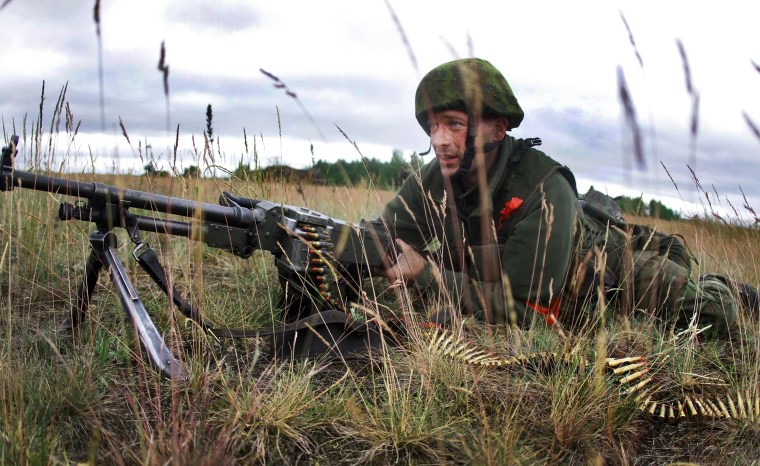 Image: A Lithuanian soldier takes part in a field training exercise