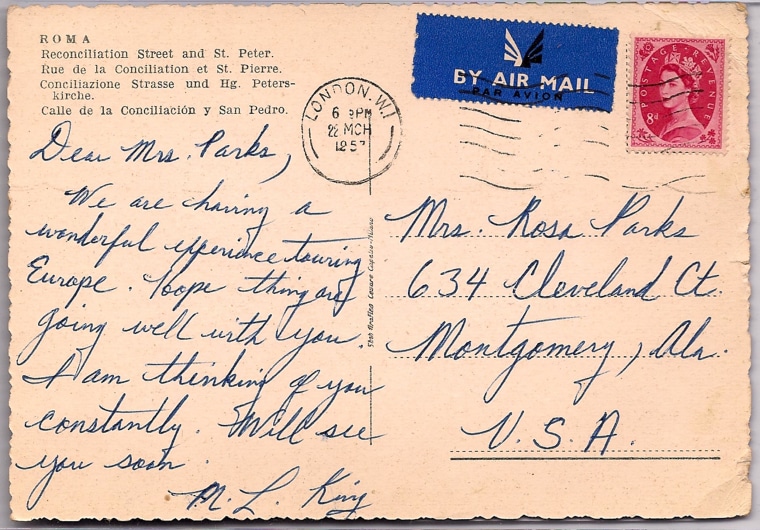 Image: Postcard from Dr. King to Rosa Parks