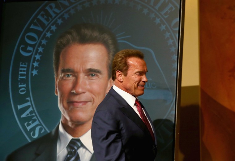 Image: Gov. Brown Unveils Offical Gubernatorial Portrait Of Former Governor Schwarzenegger