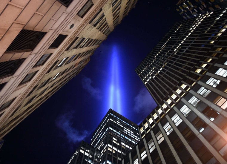 Image: The Tribute in Light illuminates the sky
