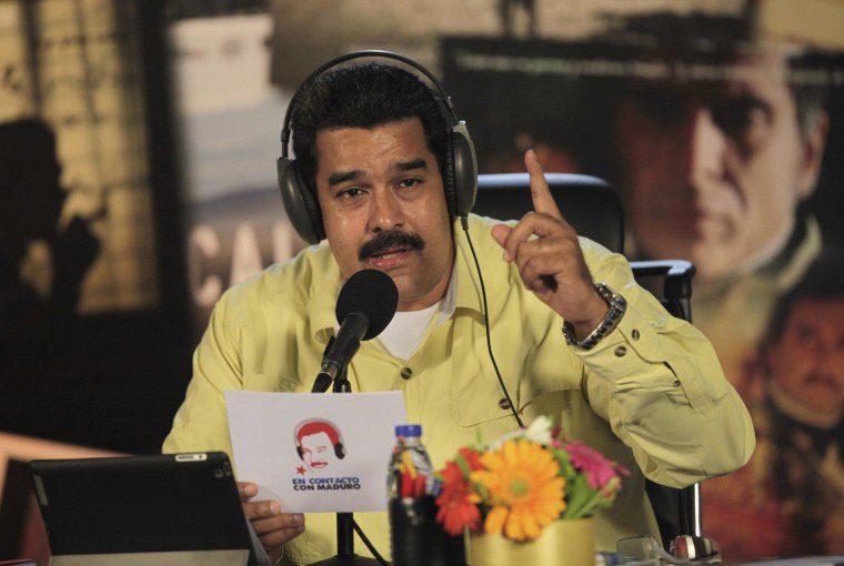Image: Venezuela's President Maduro speaks during his radio program in Caracas