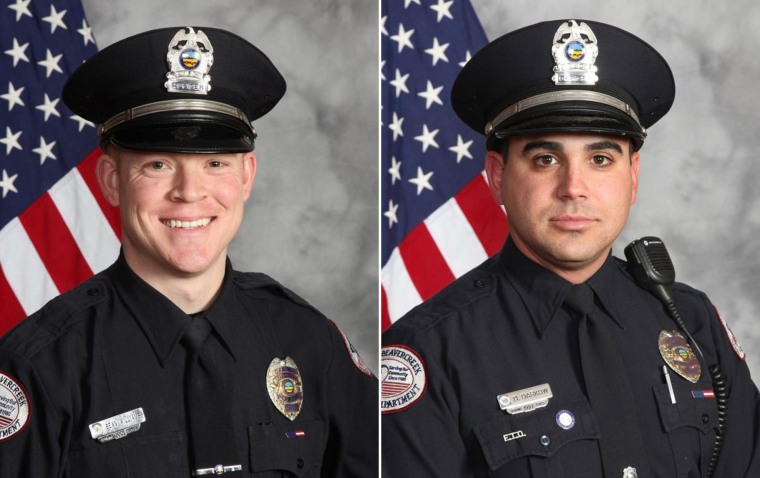 Image:Left: Beavercreek Police Officer Sean C. Williams; Right: Beavercreek Police Sgt. David M. Darkow
