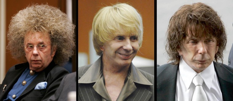 Image: Phil Spector is shown with different hair styles during his murder trial in Los Angeles
