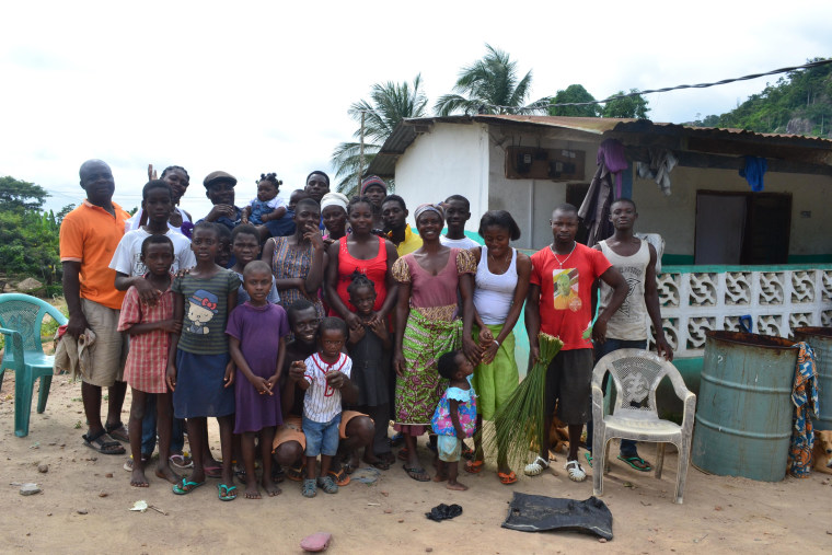 Cocoa farmer Justice Obini's family and friends in Burko, Ghana.