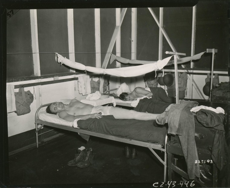 Image: Patients with malaria at an outpost in the Panama Canal Zone in 1943. 