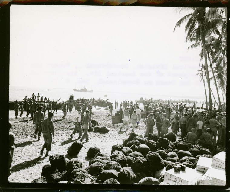 Image: Fresh Army infantry troops from the Americal Division land on Guadalcanal in 1942.