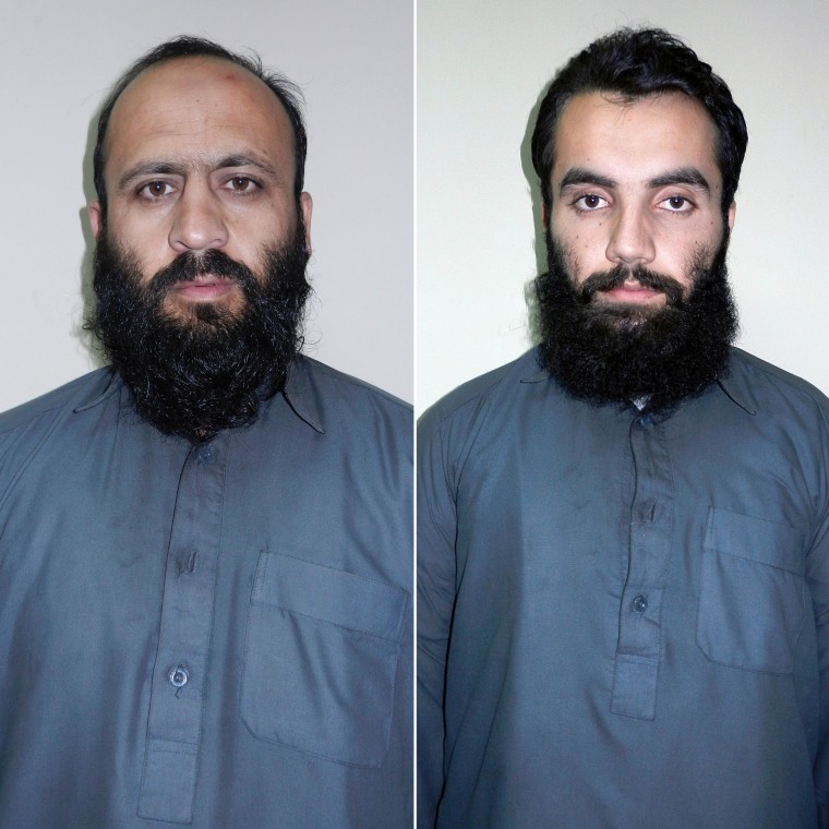 Image: Hafiz Rashid, left, and Anis Haqqan, right, senior leaders of the al-Qaida-linked Haqqani network, in Kabul, Afghanistan on Oct. 15