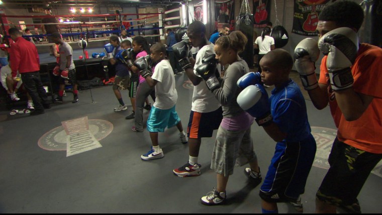 Kids practice their punches at the Downtown Youth Boxing Gym