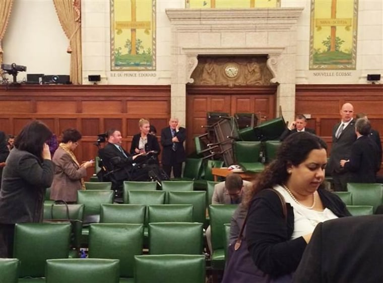 IMAGE: Barricades inside the Canadian Parliament