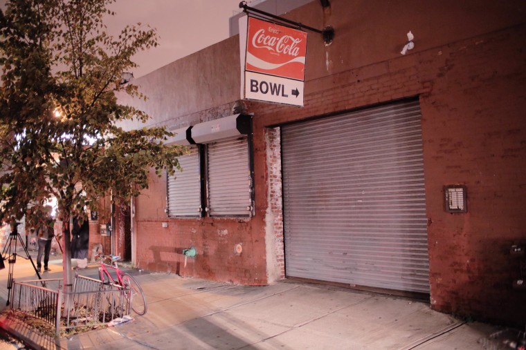 Image: The Gutter, a bowling alley in Brooklyn, New York City, sits closed on Thursday night.