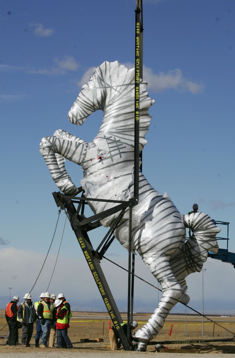 Image: Installation of Luis Jimenez Sculpture