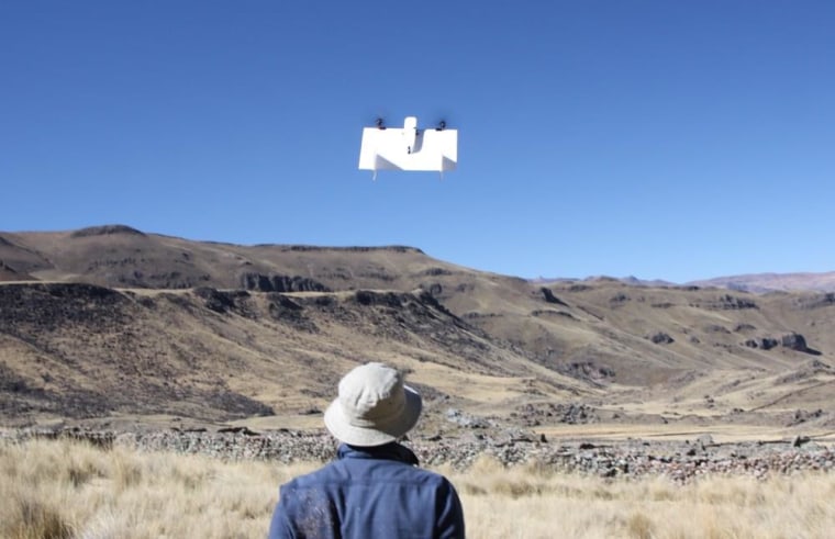 Vanderbilt University's drone takes flight. Fixed-wing craft like this one can't hover, but cover greater distances and have more stability in flight.