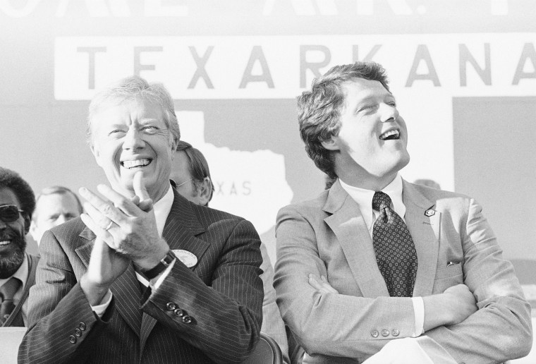 Image: President Jimmy Carter, left, and Gov. Bill Clinton