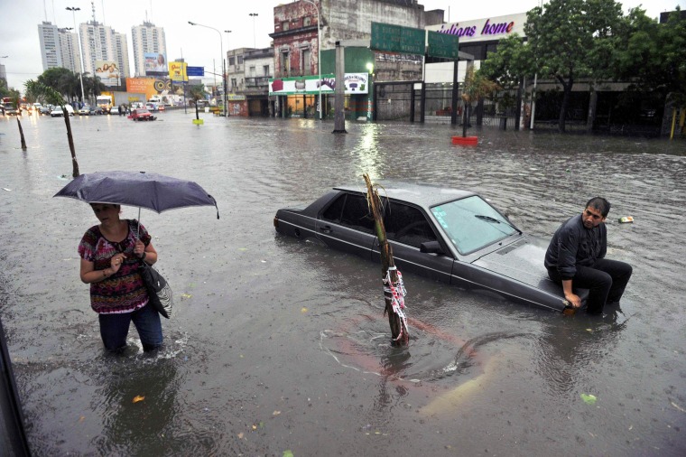 A flooded neighbourhood of Buenos Aires on Oct. 29 after heavy storms battered the region. Strong winds have caused damages in the Argentine province of Buenos Aires and also in parts of Uruguay and torrential rains triggered widespread floods in Argentina. No victims were reported so far in either country.