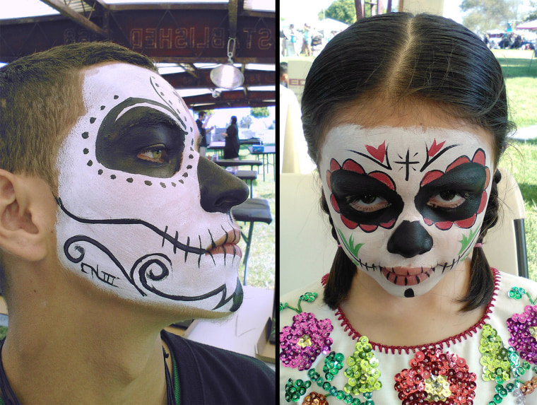 Image: Face painting by artist Carlos Nieto for Dia de los Muertos celebrations.