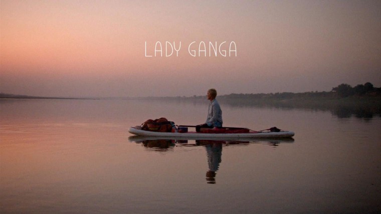Michele Baldwin on her paddleboard on the Ganges River.