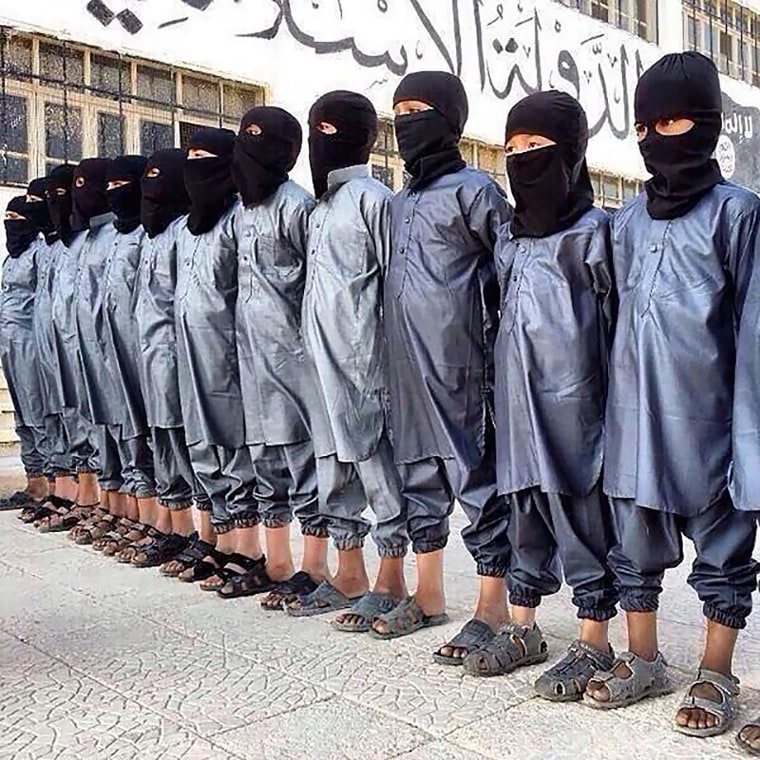 Child soldiers in the early stages of training with ISIS.