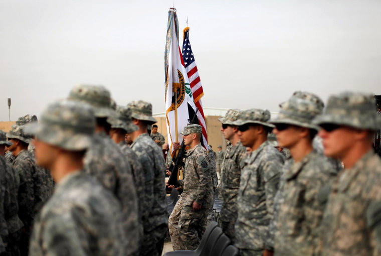 Image: U.S. Military Holds Flag Casing Ceremony In Baghdad