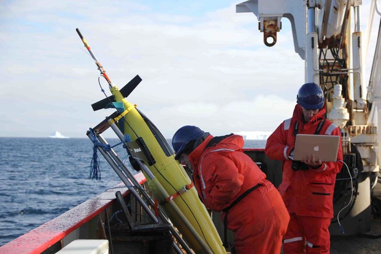 Image: A robotic glider is prepared for release into the Weddell Sea off Antarctica