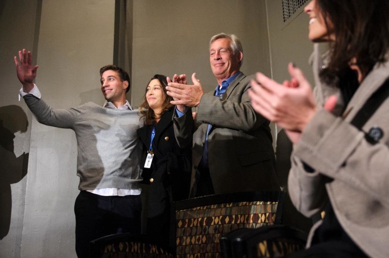Ryan Ferguson with his sister, Kelly, and father, Bill, after his Nov. 2013 release from prison.