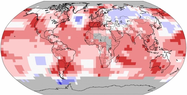 Image: A NOAA graphic shows the land and ocean temperature percentiles for October 2014
