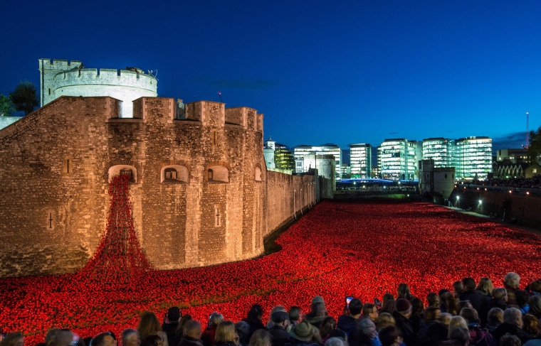 Image: Visitors view the 'Blood Swept Lands and Seas of Red' installation at the Tower of London