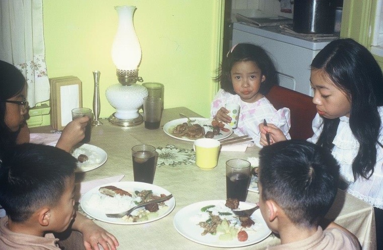 The author, Frances Kai-Hwa Wang as a child at her Great Aunt's home in Los Angeles.