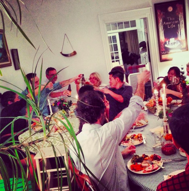 A Thanksgiving toast at Yuri and Mike's Brooklyn home.