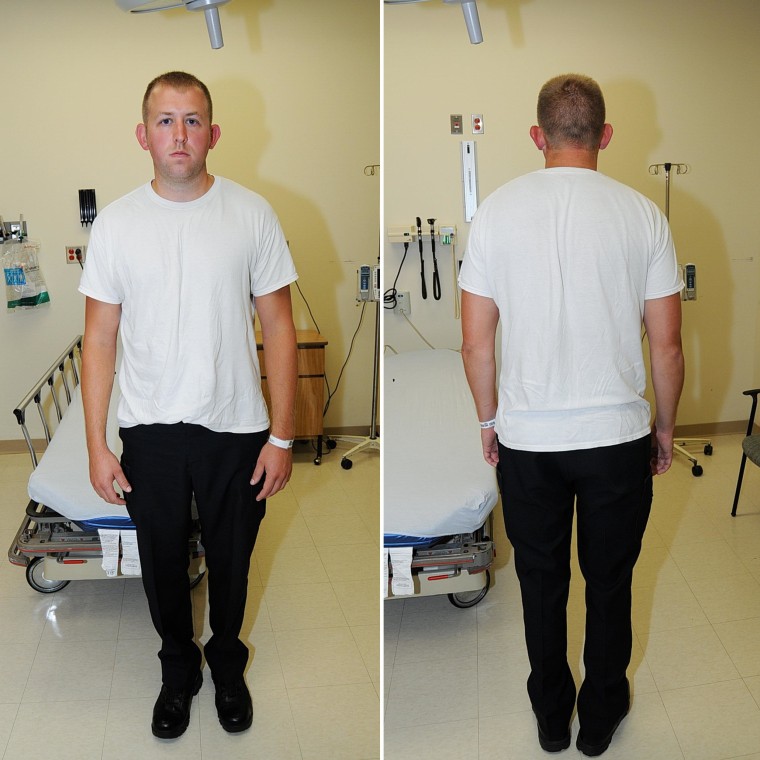 Ferguson police officer Darren Wilson after being involved in the shooting death of 18-year-old Michael Brown on Aug. 9.