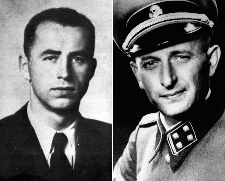 Alois Brunner, left, was a top aide to Adolf Eichmann, right.
