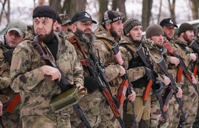 Image: Pro-Russian separatists from the Chechen "Death" battalion