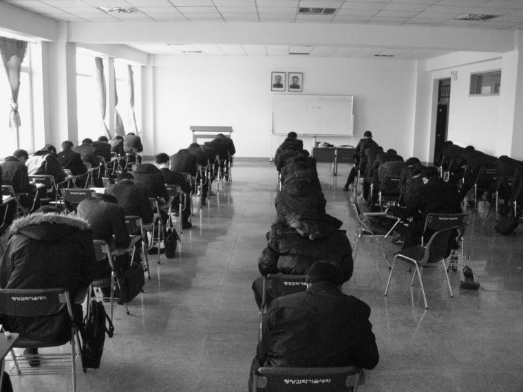 Students at Pyongyang's PUST taking their final exam in December 2011.