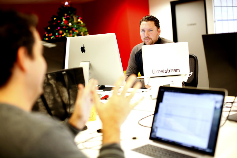 Image: Greg Martin, the Chief Technical Officer for ThreatStream, works at their offices in Redwood City, Calif.