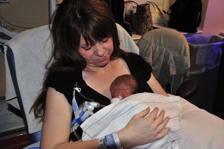 Belinda Boydston with her son Hunter before he died of Trisomy 18. Boydston's prenatal screening test missed the diagnosis.