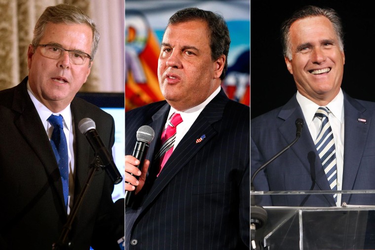 Image: Jeb Bush, Chris Christie and Mitt Romney