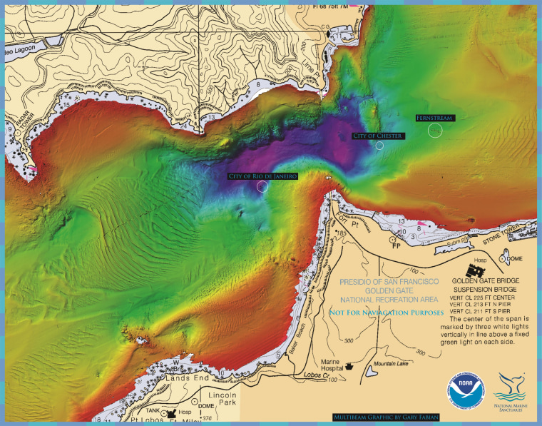 Image: Sonar map of waters around San Francisco's Golden Gate