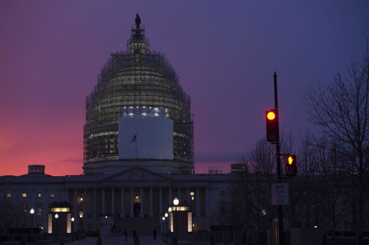 Image: The dome of the US Capitol is seen at dusk