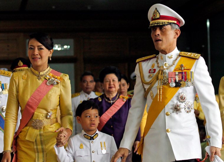 Image: Princess Srirasm, Prince Dipangkorn Rasmijoti and Crown Prince Maha Vajiralongkornon