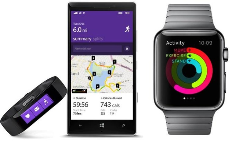 The Microsoft Band and Apple Watch will be seen on a many a wrist in 2015.