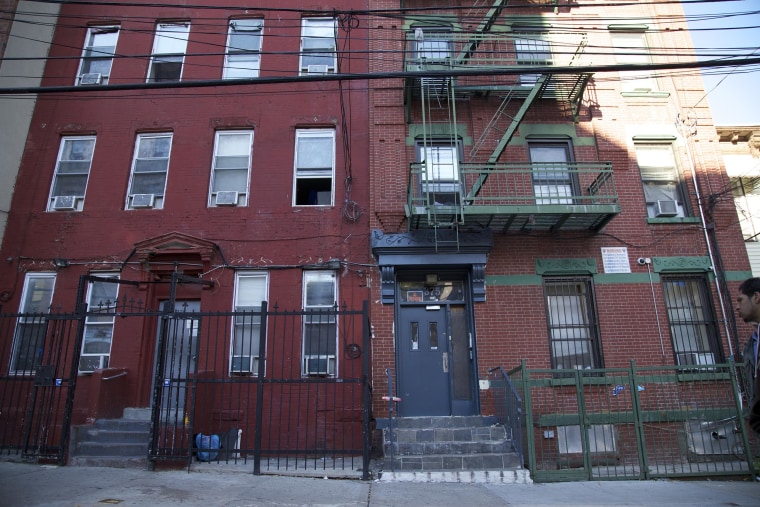 Side by side "Freedom Houses" on 373 and 375 E. 154th st., in the Bronx borough of New York City. The building on the left is the "parole house," housing only parolees. The one on the right houses others enrolled in Narco Freedom's outpatient and methadone programs. While the houses are not officially part of the drug program completely unregulated by and state or city agency, residents are told that if they fail to attend treatment, they will be "discharged" and forced to leave. 