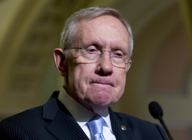 Senate Majority Leader Harry Reid of Nev. pauses during a news conference on Capitol Hill in Washington on Nov. 18, 2014.  
