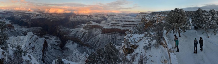The sun sets on New Year's Day as seen from Yavapai Point on the South Rim.