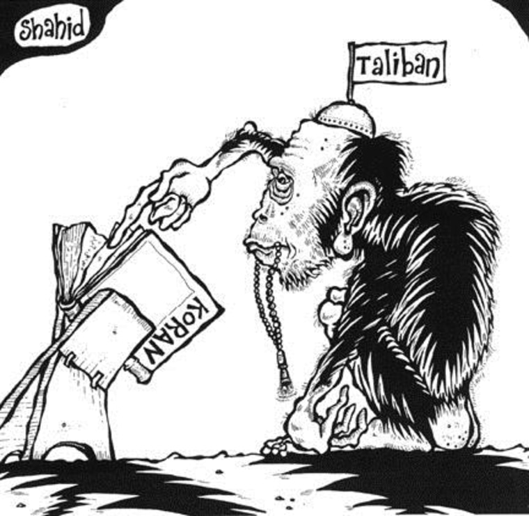 Shahid Mahmood built his cartoon career in Pakistan satirizing religious and political figures. 