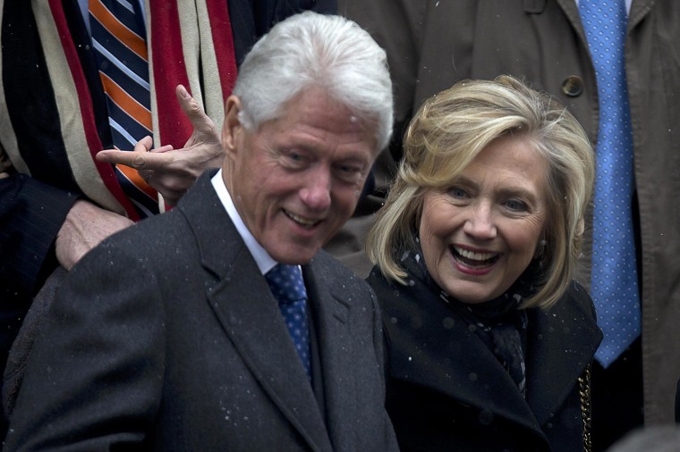 Image: Former U.S. President Bill Clinton and former U.S. Secretary of State Hillary Clinton depart the former Governor of New York Mario Cuomo's funeral in Manhattan