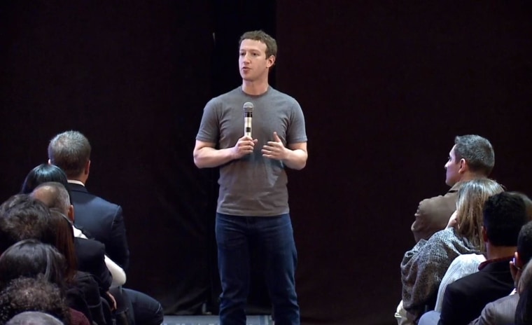 Facebook CEO Mark Zuckerberg addresses the audience at the Q&A session in Bogota, Colombia.