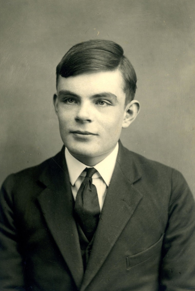 British mathematician Alan Turing at the school in Dorset, southwest England, aged 16 in 1928. 