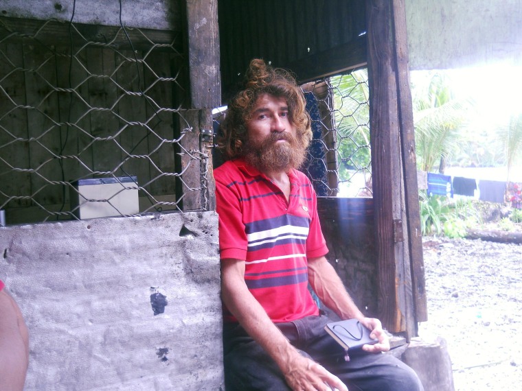 Image: Jose Salvador Alvarenga wears fresh clothes in the first photo taken of him, the day after he went ashore in the Marshall Islands.