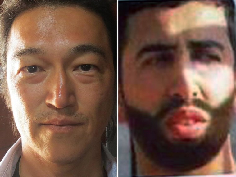 Japanese hostage Kenji Goto Jogo, left, and captive Jordanian pilot Mu’adh al-Kasasibah