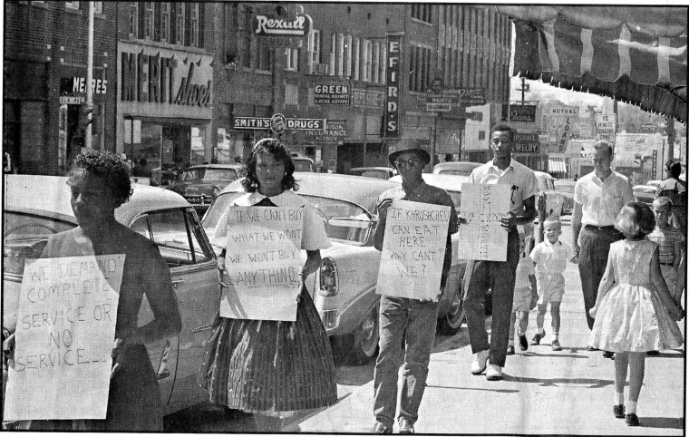 Civil Rights protesters march in Rock Hill, South Carolina, 1961.