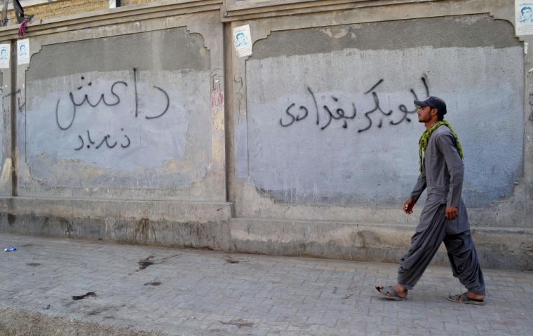 Image: Graffiti reading "Abu Bakr al-Baghdadi" in Quetta, Pakistan
